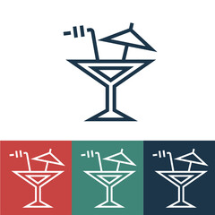 Linear vector icon with alcoholic cocktail
