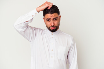 Young arab man wearing typical arab clothes isolated on white background