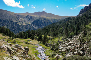 Mountain valley in Andorra national park - obrazy, fototapety, plakaty