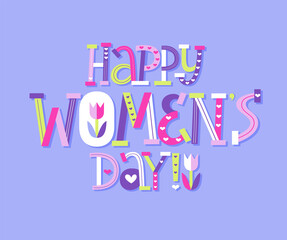 Happy Women Day cut paper modern letters card