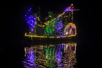 Reflection of decorative lights in water