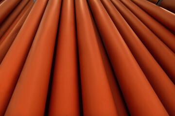 background of bright, red plastic tubes with copy space