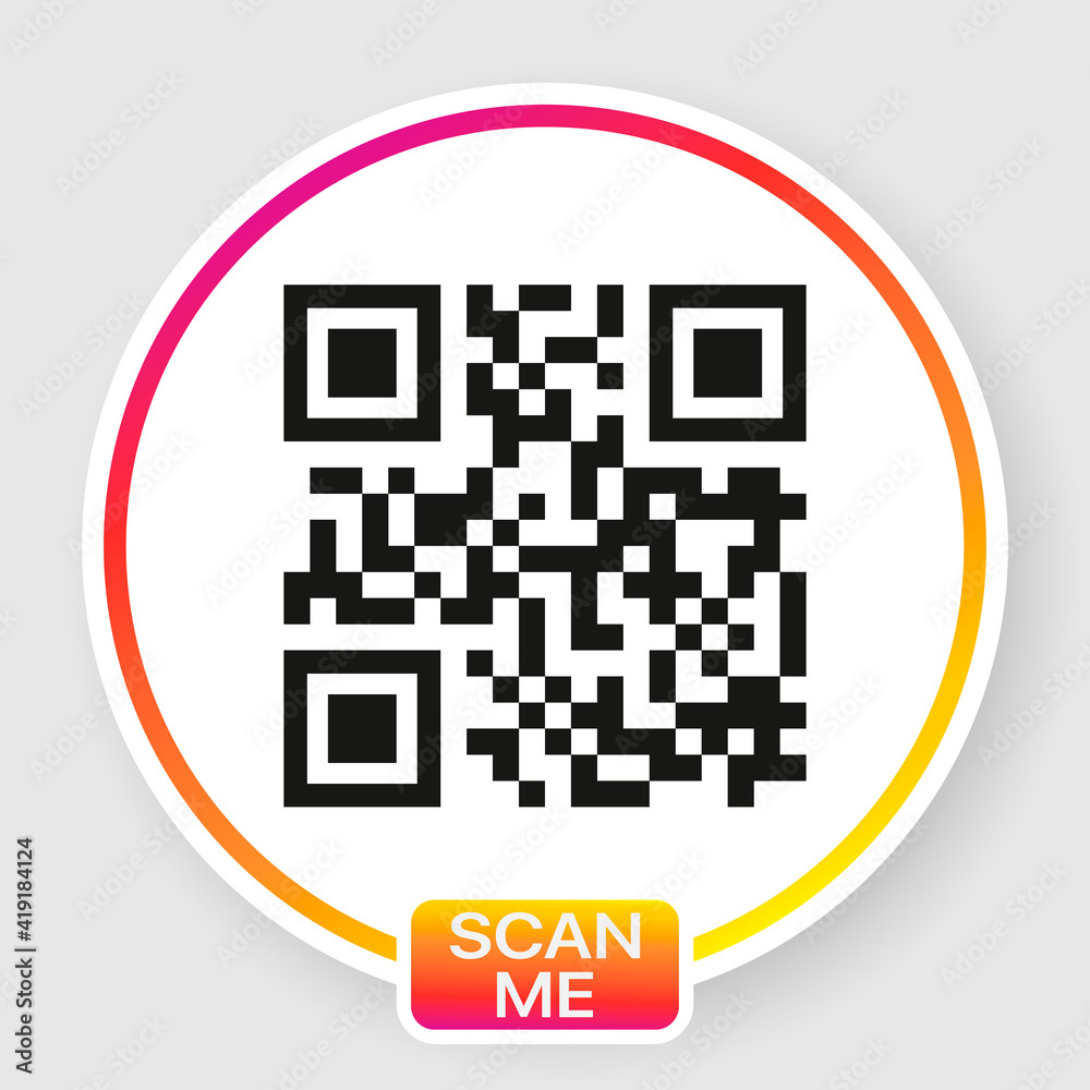 Poster QR code for smartphone. Inscription scan me with smartphone icon. Qr code for payment. Vector illustration