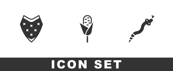 Set Poncho, Corn and Snake icon. Vector.