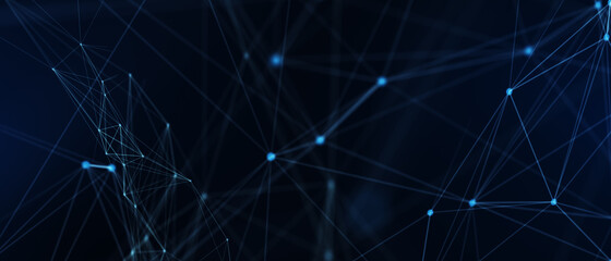 Abstract futuristic - technology with polygonal shapes on dark blue background. Design digital technology concept. 3d illustration.