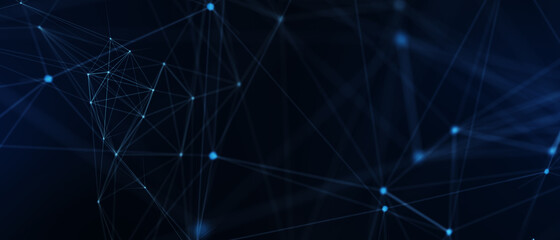 Abstract futuristic - technology with polygonal shapes on dark blue background. Design digital technology concept. 3d illustration.