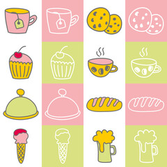 food and drink icons, vector set