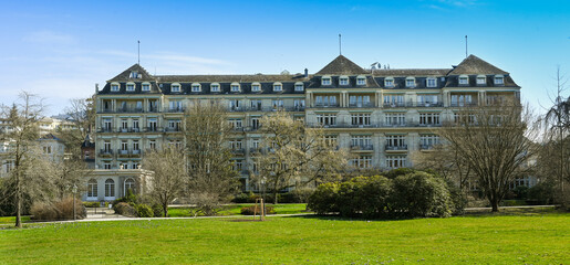 The famous Brenners Parkhotel , seen from the Lichtentaler alley  in Baden-Baden. Baden...