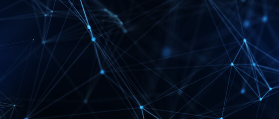 Abstract futuristic - technology with polygonal shapes on dark blue background. Design digital technology concept. 3d illustration.