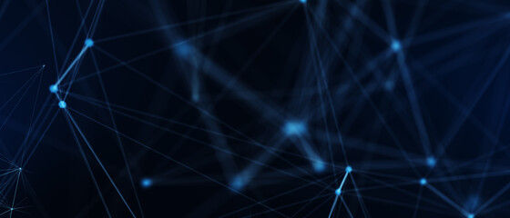 Abstract futuristic - technology with polygonal shapes on dark blue background. Design digital technology concept. 3d illustration.