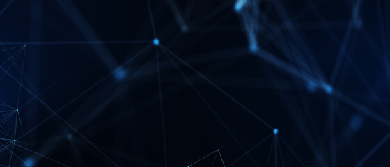 Abstract futuristic - technology with polygonal shapes on dark blue background. Design digital technology concept. 3d illustration.