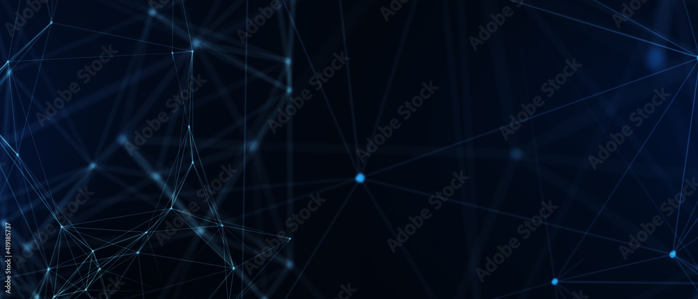 Poster abstract futuristic - technology with polygonal shapes on dark blue background. design digital techn