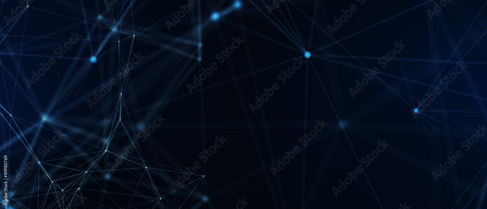 Poster abstract futuristic - technology with polygonal shapes on dark blue background. design digital techn