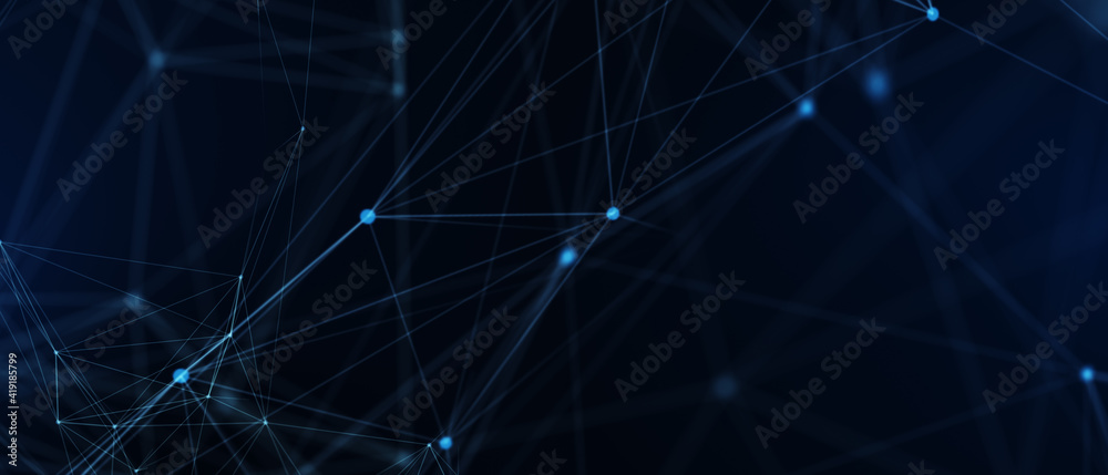 Poster abstract futuristic - technology with polygonal shapes on dark blue background. design digital techn
