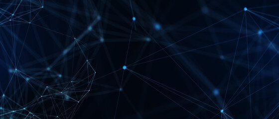 Abstract futuristic - technology with polygonal shapes on dark blue background. Design digital technology concept. 3d illustration.