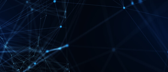 Abstract futuristic - technology with polygonal shapes on dark blue background. Design digital technology concept. 3d illustration.