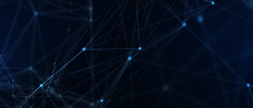 Abstract futuristic - technology with polygonal shapes on dark blue background. Design digital technology concept. 3d illustration. © putilov_denis