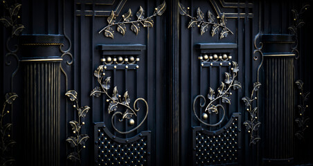 Wrought iron gates with ornament