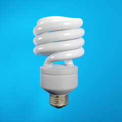 energy saving lamp isolated on blue. 3d illustration