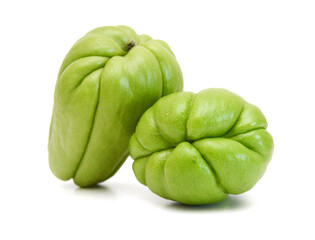 Chayote also known as chow chow and many other names isolated on white.