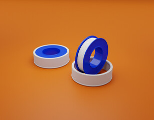 Sealing tape for threaded connections. 3d illustration