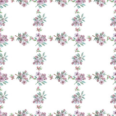 Watercolor floral pattern. Apple tree flowers. Design for printing on textiles, packaging, wallpaper.