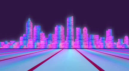 night neon cyberpunk cityscape
