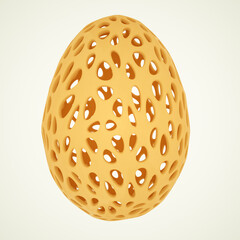 openwork abstract egg with texture on a white background. 3d render illustration