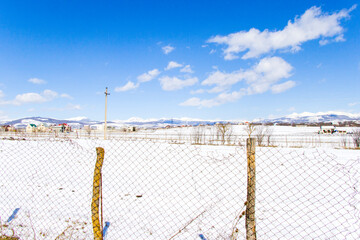 Winter landscape and view, sunlight and snow in the mountain