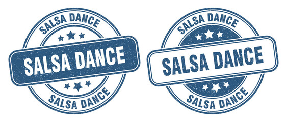 salsa dance stamp. salsa dance label. round grunge sign