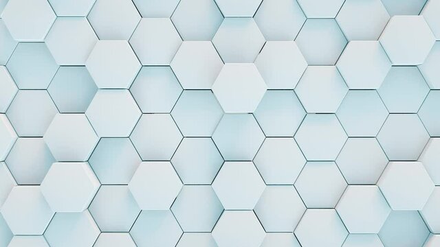 Abstract hexagonal looped background. 4k loop 3D render animation. Abstract modern Hexagon Geometric Surface background.