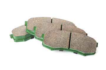 New brake pads on white background isolated object