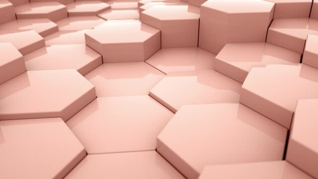 Abstract hexagonal looped background. 4k 3D render animation.
Abstract Hexagon Geometric Surface background. Trendy sci-fi technology background with hexagonal pattern. 3d Seamless 4k loop. 