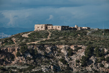 Fototapeta na wymiar view of fort di Sant'Ignazio is a military building located on the hill of Sant'Elia, in the municipality of Cagliari.