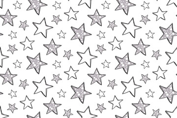 Simple seamless pattern with doodle stars.
