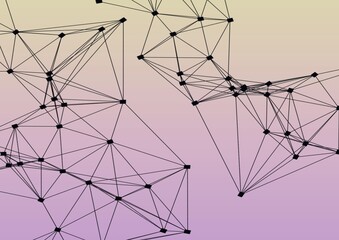 Network of connections against pink and yellow gradient background