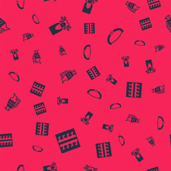 Set Ancient Greek pattern, Medusa Gorgon, amphorae and Medieval bow on seamless pattern. Vector.