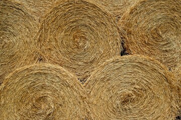 Seraucourt-Le-Grand France - 26 July 2020 - Close-up of stack of hay bales