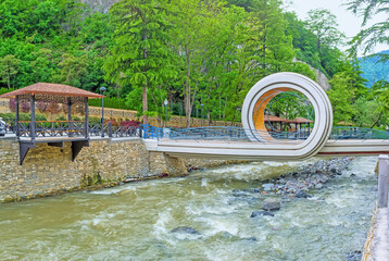 The interesting bridge in Borjomi, Georgia.
