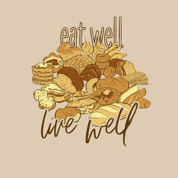 Eat Well Live Well Colored Label