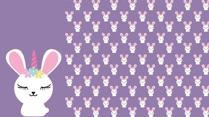Unicorn rabbit cute pattern
