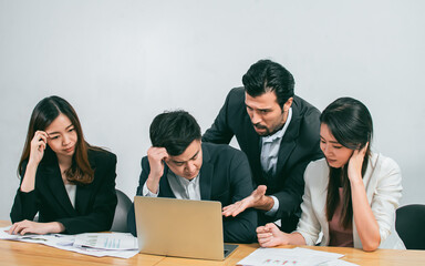 Business people getting stress about failure project.