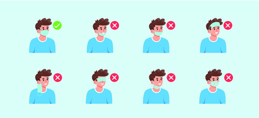 Obraz premium How to Wear Mask Character Vectors 