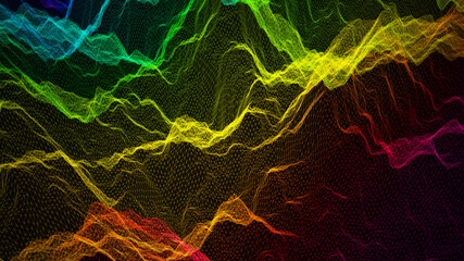 カラフルなワイヤーフレームの波