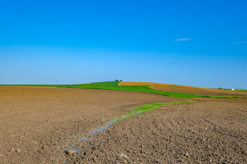 field prepared to sow with sky