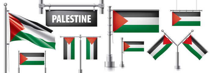 Vector set of the national flag of Palestine in various creative designs