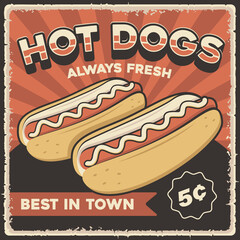 Retro Vintage Hot Dog Poster	