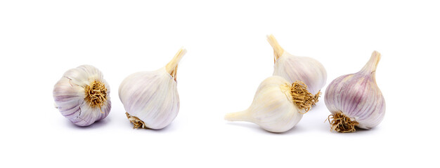  Healthy fresh garlic isolated on white background