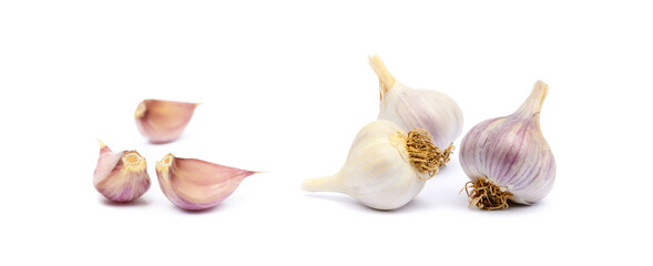  Healthy fresh garlic isolated on white background