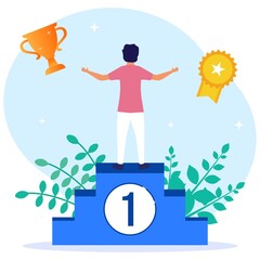 Illustration vector graphic cartoon character of businessman success